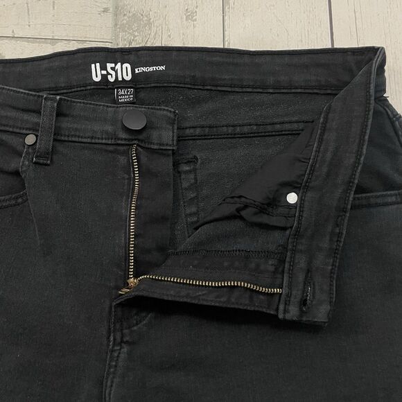 U-510 Men's W34 x L25 Black Kingston Slim Fit Stretch Denim Jeans - Picture 4 of 8